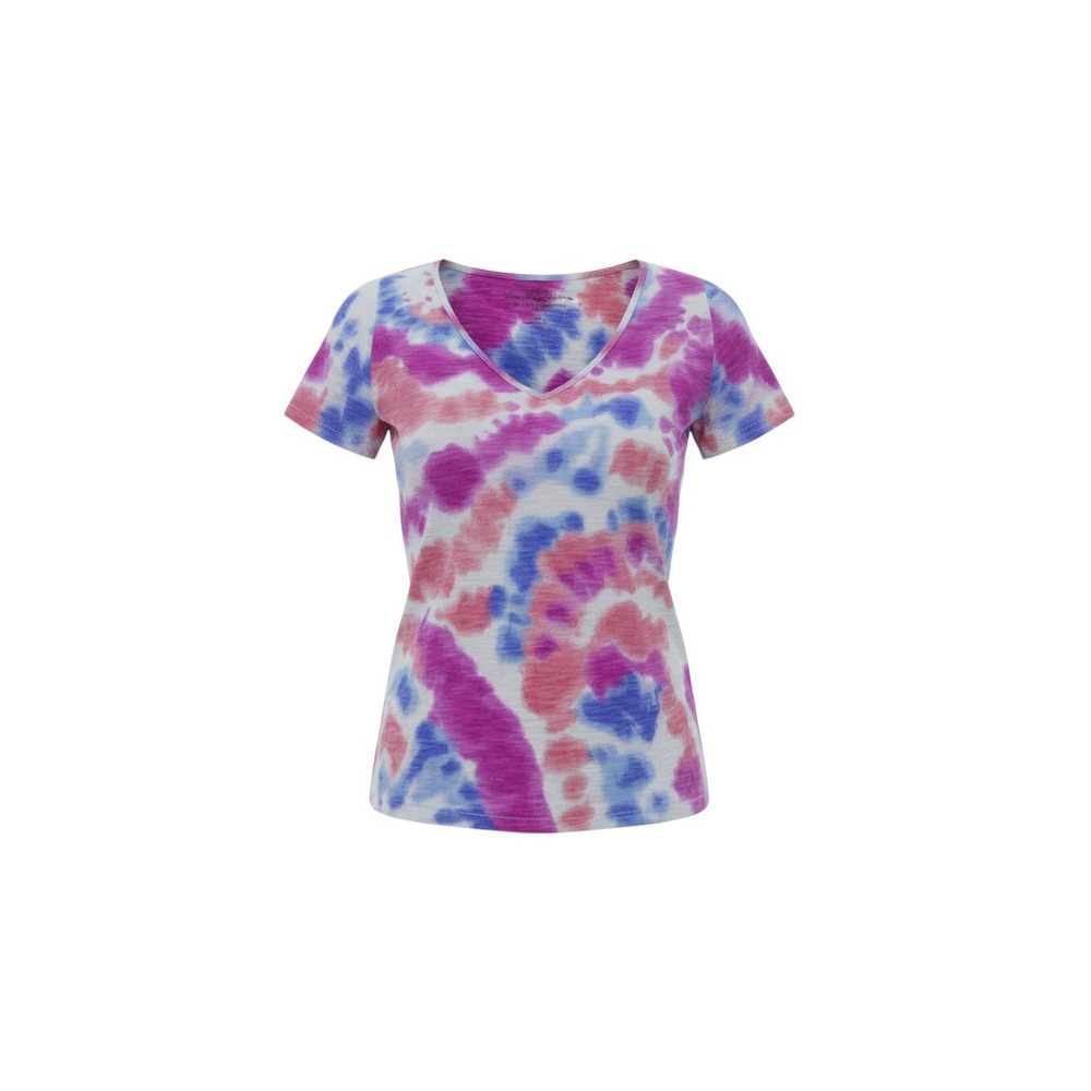Hollister V-Neck T-Shirt Womens M Multi-Color Tie Dye Slub Knit Tee